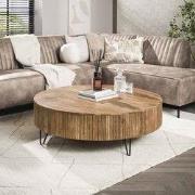 Ronde Salontafel Lio Mangohout Ø120 cm Zandkleur