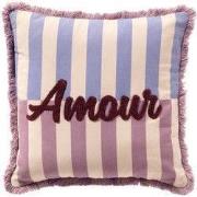 AMOUR - kussenhoes 45x45 cm - gestreept - 100% katoen - Rosebud - roze
