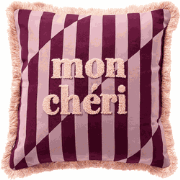 CHERIE - kussenhoes 45x45 cm - gestreept - 100% katoen - Rosebud - roz...