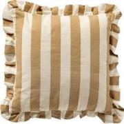 BELLA - sierkussen 45x45 cm - gestreept - ruches - Irish Cream - beige