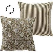 JOELLE - kussenhoes 45x45 cm - bloemenmotief - 100% katoen - Green Mos...