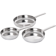 PRIMECOOK - Set van 3 koekenpannen - Zilver - Roestvrijstaal
