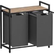 Wasmand met 2 uitschuifbare compartimenten antraciet grijs - L72 cm