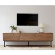 TV Meubel Milo Walnoot Zwart Melamine 180x50x40 cm