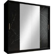 Meubella - Kledingkast Marmer 2 - Zwart - 200 cm - Met spiegel