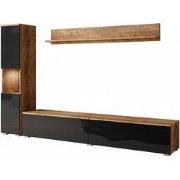 Meubella - Wandmeubel Pure - Zwart - Donker eiken