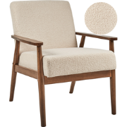 ESRUM - Fauteuil - Beige - Bouclé/Donker hout