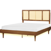 AURAY - Tweepersoonsbed LED - Lichthout - 160 x 200 cm - Rubberhout