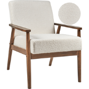 ESRUM - Fauteuil - Gebroken wit - Bouclé/Donker hout