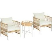 4goodz 3-delige Bistroset PE-rattan - Bruin/Crème