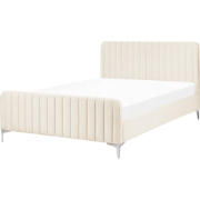 LUNAN - Tweepersoonsbed - Lichtbeige - 140 x 200 cm - Fluweel