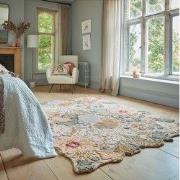 Laagpolig Wollen Vloerkleed Daphne Shaped - Floral Roze - 160x230 cm