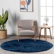 Rond Wasbaar vloerkleed - Solid Donker Blauw / Navy - Ø160 CM