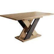Meubella - Eetkamertafel Xandra - Eiken - Zwart - 160 cm - Uitschuifba...