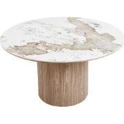 Eettafel Rond - Keramisch Wit/Bruin - Ø140x76cm - Athens