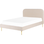 FLAYAT  - Tweepersoonsbed - Lichtbeige - 140 x 200 cm - Fluweel