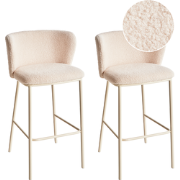 MINA II - Barkruk set van 2 - Lichtbeige - Bouclé