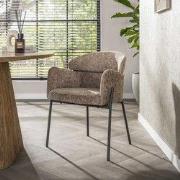 Eetkamerstoel Lola stof Champagne met ronde rug en arm