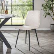 Moderne Eetkamerstoel Lento Rib Stof Ivoor Rock