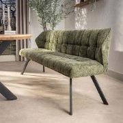 Eetkamerbank Lino Chenille Stof Hoven Groen Geblokt 180 cm