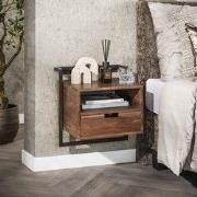 Zwevend Nachtkastje industrieel Naomi Acaciahout open vak Drift Brown