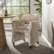 Set van 2 Eetkamerstoelen Capri Alura zand Stof met wieltjes