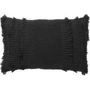 FARA - Kussenhoes 40x60 cm - 100% katoen - met franjes - Raven - zwart