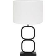 Tafellamp Lutika/Polycotton - Zwart/Wit - Ø30x67cm