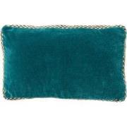 MANOE - kussenhoes 30x50 cm - effen kleur - jute rand - Deep Lake - bl...