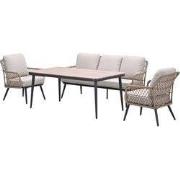 Allasio lounge-dining sofa set - 4-dlg. - c. black - desert sand - VW