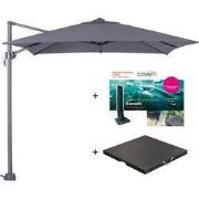 Zweefparasol Hawaii S - met voet en hoes - Donkergrijs - 250 x 250 cm