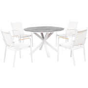 MALETTO/BUSSETO - Tuinset voor 4 - Wit/Donkergrijs - Aluminium