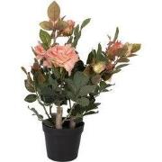 Clayre & Eef Kunstplant Roos 20x20x55 cm Roze Kunststof