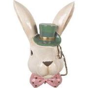 Clayre & Eef Decoratie Beeld Konijn 17x11x25 cm Beige Kunststof