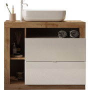 Wastafelmeubel met 2 lades wit- en eikendecor L 92 cm - HAMBURG
