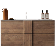 badkamermeubel hangend met dubbele wastafel donker houtdecor B 80 cm -...