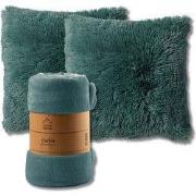 VOORDEELSET - 3-delig - Fluffy & Owen - 2 sierkussens 45x45 cm - 1 pla...