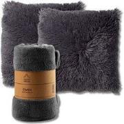 VOORDEELSET - 3-delig - Fluffy & Owen - 2 sierkussens 45x45 cm - 1 pla...