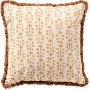 FRANCINE - kussenhoes 45x45 cm - 100% katoen - bladmotief en franjes -...