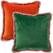 SEBASTIAAN | sierkussen 45x45 cm | Grass Green | groen en oranje | Hoi...