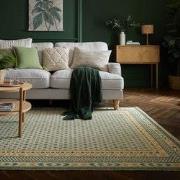 Laagpolig Geweven Jute Vloerkleed - Rand - Kader - Groen - 200x290 cm