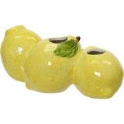 Vaas porselein l10,2b21,8h9 cm geel