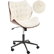 LOMPOC - Bureaustoel - Donkerhout/Off-white - Bouclé