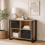 Boekenkast Cosmo Atlantisch Dennenhout Zwart Melamine 89x89x35 cm
