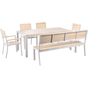 COMO/PRATO - Tuintafel met bank en stoelen - Beige/Wit - Kunsthout