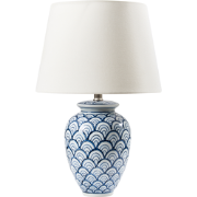 JAUCA - Tafellamp - Wit/Blauw - Porselein/Linnen