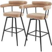 Set van 2 barkrukken 360° draaibaar bruin 61x103x55 cm met armleuning,...