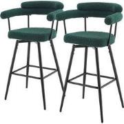 Set van 2 barkrukken 360° draaibaar donkergroen 61x103x55 cm met armle...