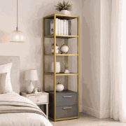 Boekenkast Robbins Gold Goud Antraciet Melamine 39x160x39 cm