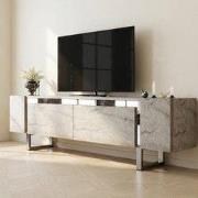 TV Meubel Travertijn Yildiz 180x50x30 - Zilver Frame